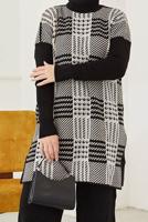 Vêtements hijab NOIR COSTUME PANTALON EN MAILLE 2 PIÈCES À CARREAUX 2002