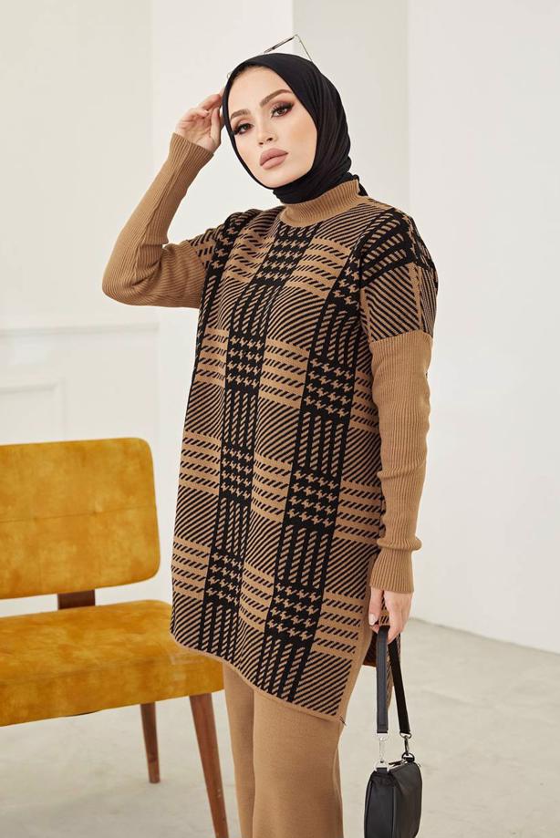 Vêtements hijab  CHECKED 2-PIECE KNITWEAR PANTS SUIT 2002  - TRENDTESETTÜR
