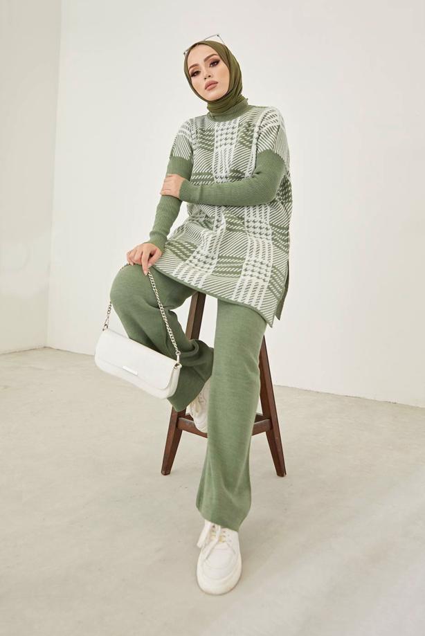 Vêtements hijab  CHECKED 2-PIECE KNITWEAR PANTS SUIT 2002  - TRENDTESETTÜR