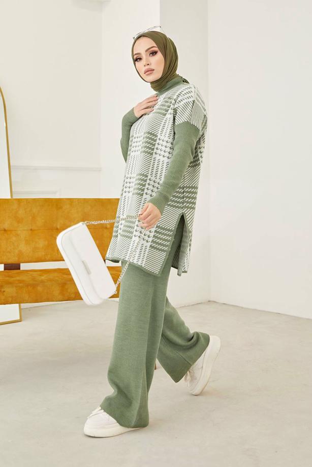 Vêtements hijab  CHECKED 2-PIECE KNITWEAR PANTS SUIT 2002  - TRENDTESETTÜR