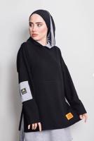 Tesettür giyim SİYAH YAZI DETAYLI İKİ RENKLİ İKİLİ PANT. TAKIM 2586 