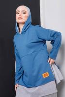 Tesettür giyim LACİVERT YAZI DETAYLI İKİ RENKLİ İKİLİ PANT. TAKIM 2586 