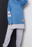 Tesettür giyim LACİVERT YAZI DETAYLI İKİ RENKLİ İKİLİ PANT. TAKIM 2586 