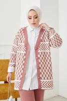 Vêtements hijab POUDRE COSTUME PANTALON EN MAILLE 2 PIÈCES À MOTIFS 3002