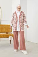 Vêtements hijab POUDRE COSTUME PANTALON EN MAILLE 2 PIÈCES À MOTIFS 3002