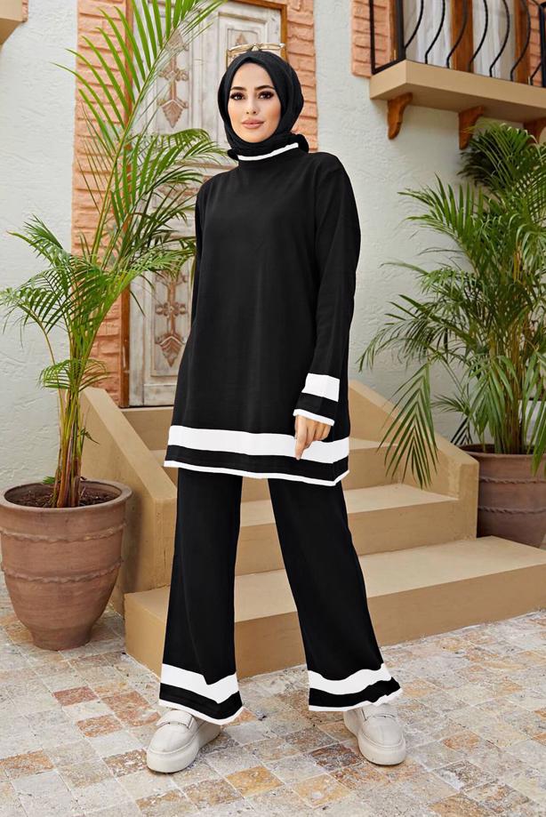 Vêtements hijab  STRIPE DETAIL 2-PIECE SUIT WITH PANTS T 3104  - TRENDTESETTÜR