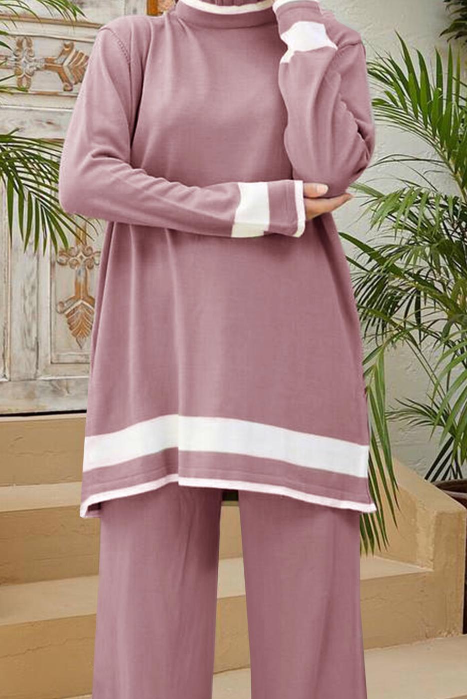Vêtements hijab ROSE COSTUME 2 PIÈCES AVEC PANTALON À RAYURES T 3104