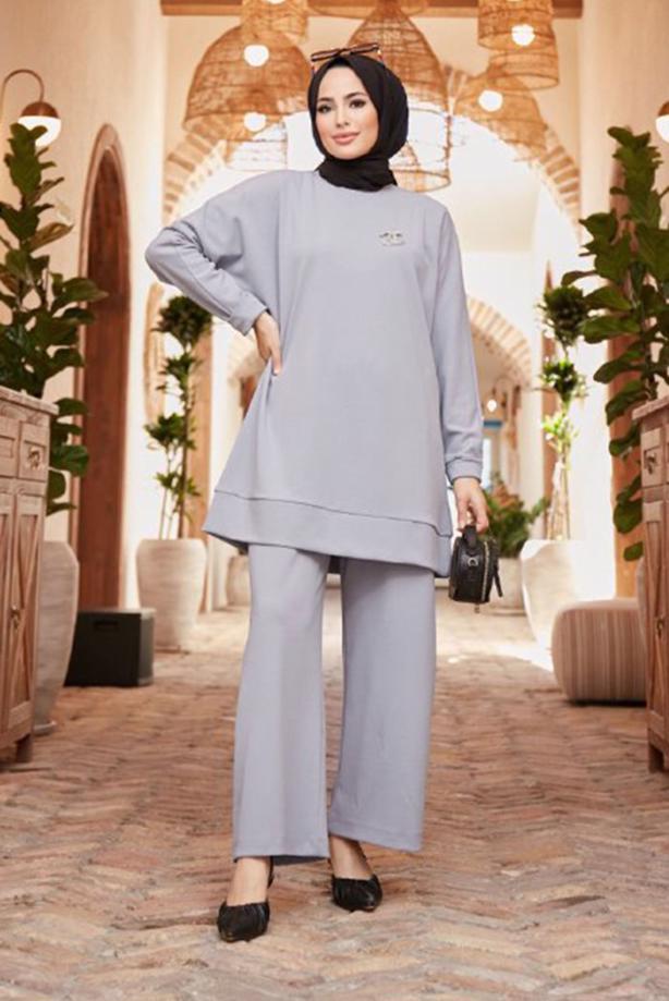 Hijab clothing  BASIC 2-PIECE PANTS SUIT 3503  - TRENDTESETTÜR