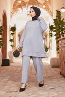 Hijab clothing GREY BASIC 2-PIECE PANTS SUIT 3503 