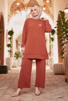 Tesettür giyim KAHVE BASIC İKİLİ PANT. TAKIM 3503 