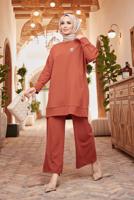 Tesettür giyim KAHVE BASIC İKİLİ PANT. TAKIM 3503 