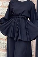 Tesettür giyim SİYAH KUŞAKLI İKİLİ PANT. TAKIM 4020 