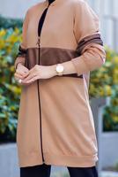 Tesettür giyim KAHVE FİLE DETAYLI FERMUARLI 2&prime;Lİ PANT. TAKIM 4086 