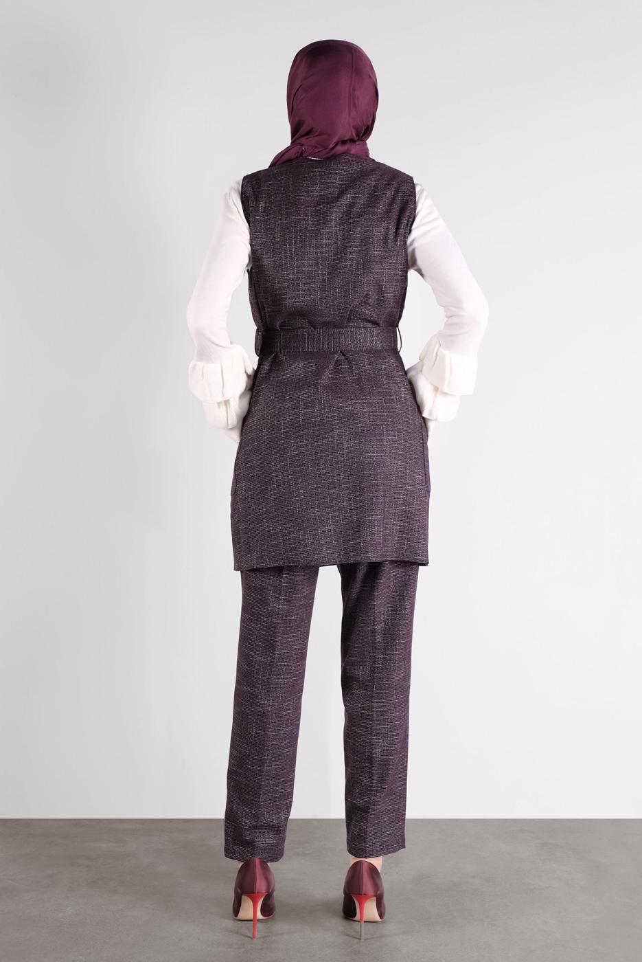 Tesettür giyim BORDO ALVİNA PANTOLONLU TAKIM 41147 