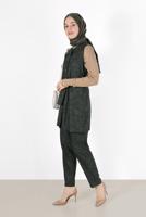 Tesettür giyim HAKİ ALVİNA PANTOLONLU TAKIM 41147 