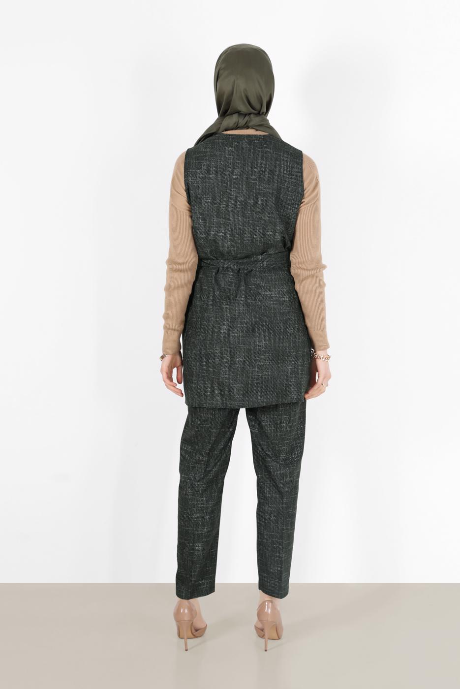 Tesettür giyim HAKİ ALVİNA PANTOLONLU TAKIM 41147 