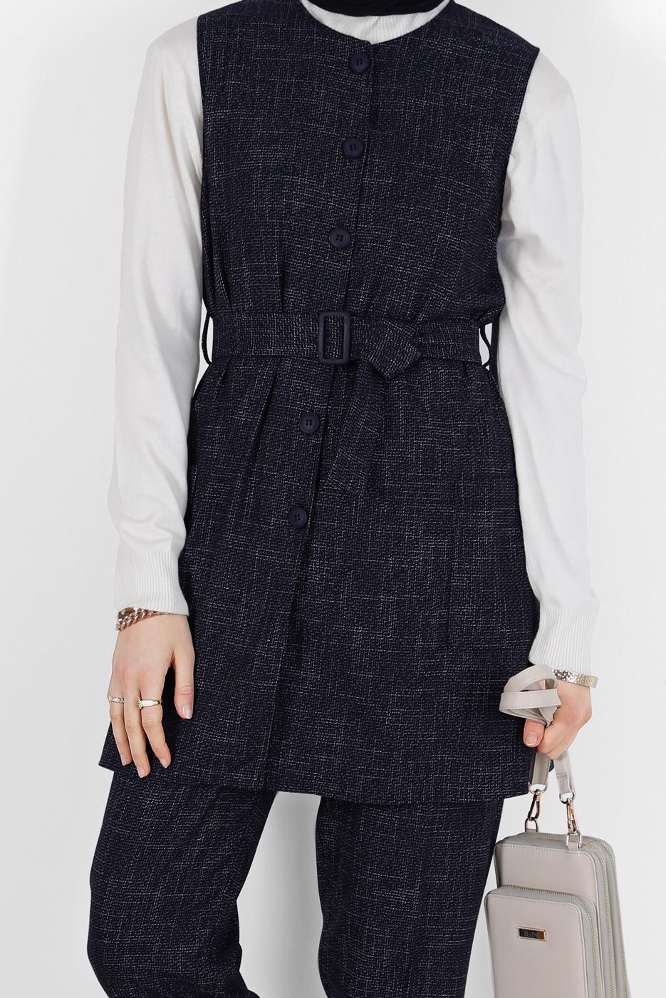 Hijab clothing NAVY BLUE ALVİNA 2-PIECE PANTS SUIT 41147
