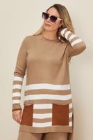 Tesettür giyim KAHVE T 42124 ALV 2′Lİ PANT.TRİKO TAKIM  38/44