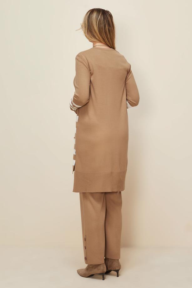 Tesettür giyim KAHVE T 42124 ALV 2′Lİ PANT.TRİKO TAKIM  38/44 - TRENDTESETTÜR