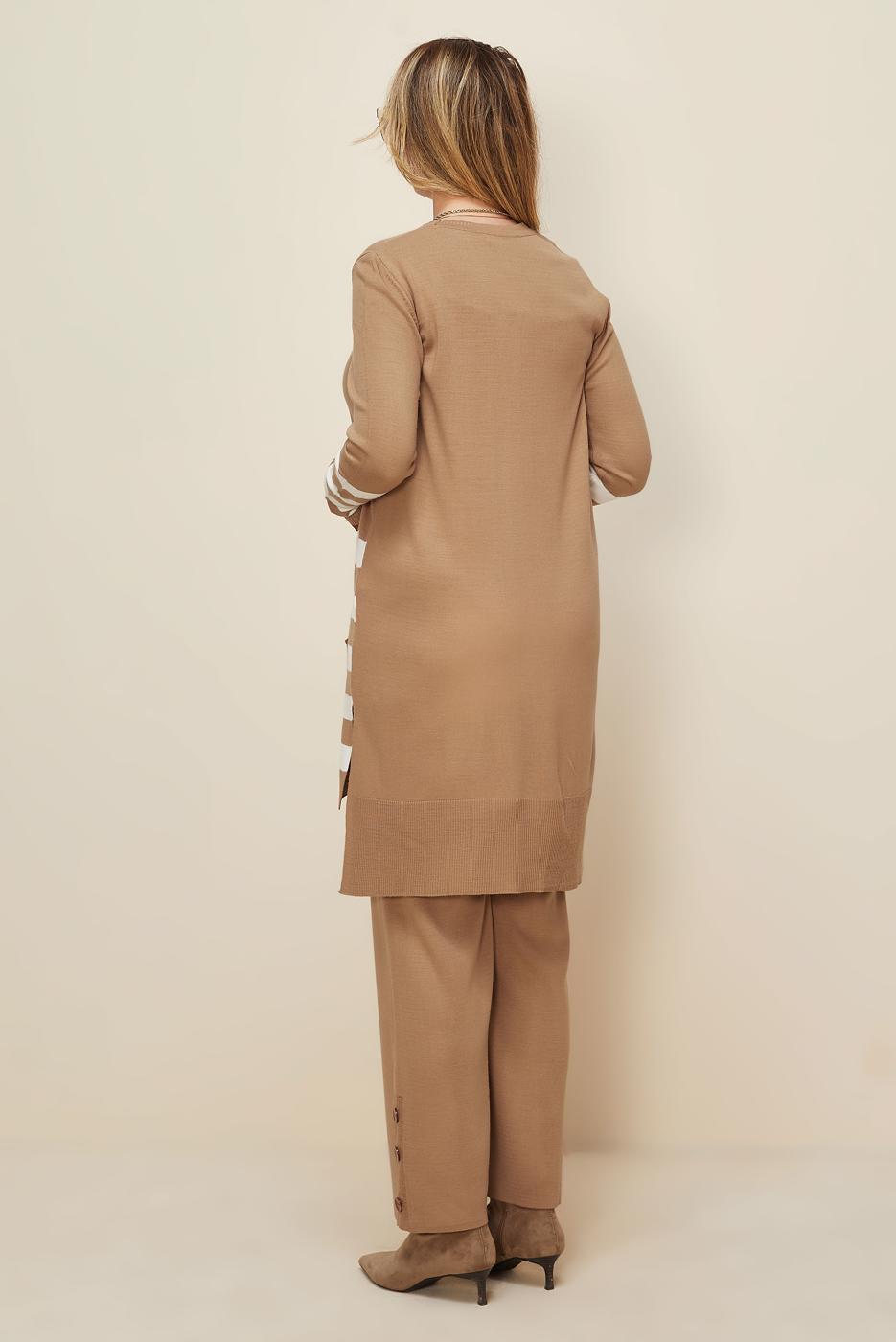 Tesettür giyim KAHVE T 42124 ALV 2′Lİ PANT.TRİKO TAKIM  38/44