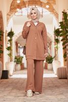 Hijab clothing TABA BUTTONED BASIC 2-PIECE PANTS SUIT 4503 