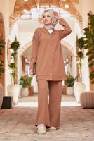 Hijab clothing TABA BUTTONED BASIC 2-PIECE PANTS SUIT 4503 