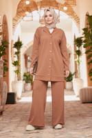 Hijab clothing TABA BUTTONED BASIC 2-PIECE PANTS SUIT 4503 
