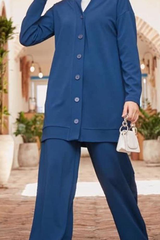Tesettür giyim  DÜĞMELİ BASIC İKİLİ PANT. TAKIM 4503  - TRENDTESETTÜR