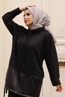 Hijab clothing BLACK PANTS SUIT WITH SMOCKING HEM 5107 