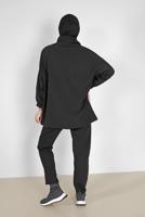 Tesettür giyim SİYAH MANŞETLERİ LASTİKLİ FERMUARLI İKİLİ PANT. TAKIM 6020 