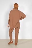 Vêtements hijab BRUN COSTUME PANTALON 2 PIÈCES ZIPPÉ AVEC POIGNETS ÉLASTIQUES 6020