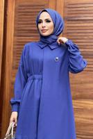 Tesettür giyim LACİVERT ASİMETRİK KESİM İKİLİ PANT. TAKIM 6120