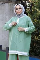 Vêtements hijab VERT COSTUME PANTALON 2 PIÈCES AVEC POIGNETS ÉLASTIQUES 7007