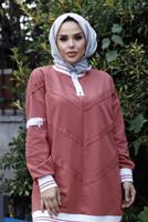 Hijab clothing PINK 2-PIECE PANTS SUIT WITH ELASTIC CUFFS 7007 