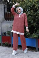 Hijab clothing PINK 2-PIECE PANTS SUIT WITH ELASTIC CUFFS 7007 
