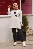 Vêtements hijab NOIR COSTUME 2 PIÈCES AVEC PANTALON IMPRIMÉ 7107