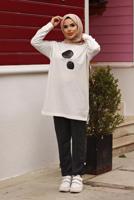 Vêtements hijab NOIR COSTUME 2 PIÈCES AVEC PANTALON IMPRIMÉ 7107