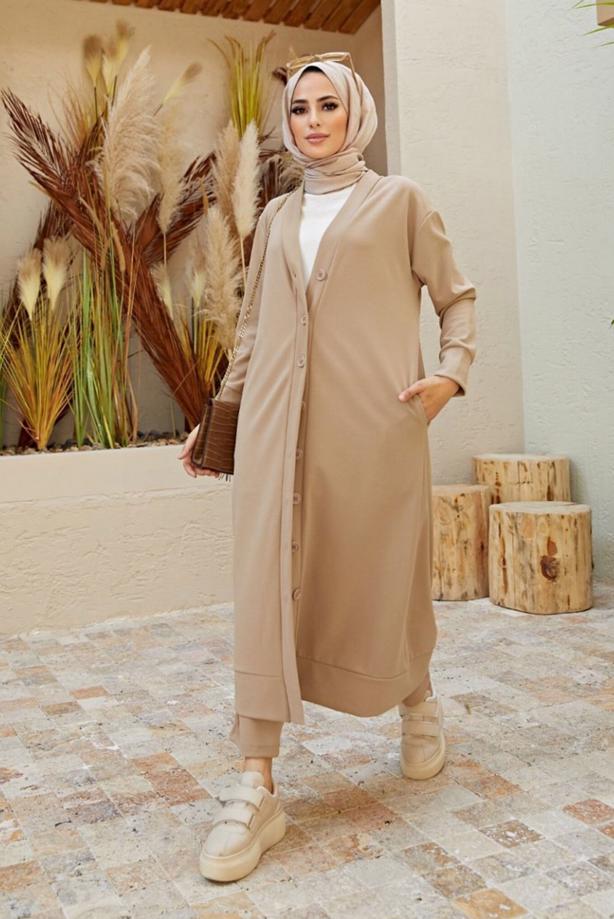 Vêtements hijab  BUTTONED 2-PIECE PANTS SUIT 7503 - TRENDTESETTÜR