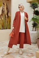 Vêtements hijab BRUN COSTUME PANTALON 2 PIÈCES BOUTONNÉES 7503