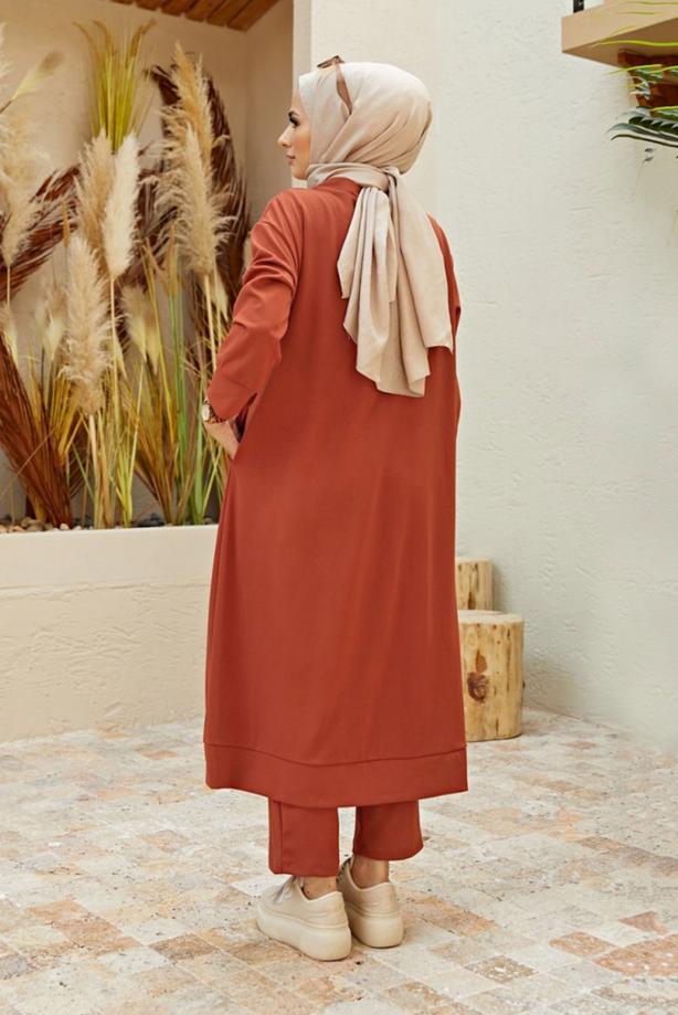 Vêtements hijab  BUTTONED 2-PIECE PANTS SUIT 7503 - TRENDTESETTÜR