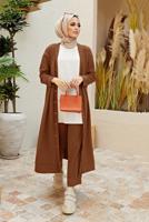 Tesettür giyim TABA DÜĞMELİ İKİLİ PANT. TAKIM 7503 