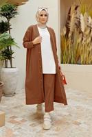 Tesettür giyim TABA DÜĞMELİ İKİLİ PANT. TAKIM 7503 