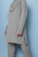 Tesettür giyim GRİ DEGAJE YAKA İKİLİ PANT. TAKIM 7586 