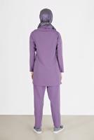 Tesettür giyim MOR DEGAJE YAKA İKİLİ PANT. TAKIM 7586 