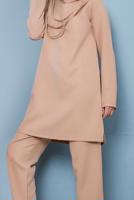 Tesettür giyim KAHVE DEGAJE YAKA İKİLİ PANT. TAKIM 7586 