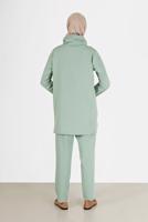 Tesettür giyim YEŞİL DEGAJE YAKA İKİLİ PANT. TAKIM 7586 