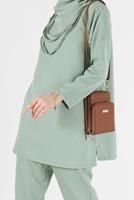 Tesettür giyim YEŞİL DEGAJE YAKA İKİLİ PANT. TAKIM 7586 