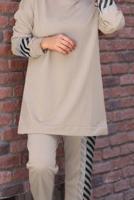 Vêtements hijab BEIGE COSTUME 2 PIÈCES AVEC PANTALON IMPRIMÉ 8107