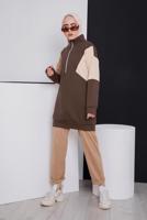 Tesettür giyim KAHVE FERMUAR DETAYLI İKİLİ PANT. EŞOFMAN TAKIM 8186 