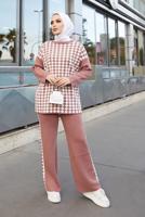 Vêtements hijab ROSE ENSEMBLE MAILLE 2 PIÈCES AVEC PANTALON À MOTIFS GÉOMÉTRIQUES 9204